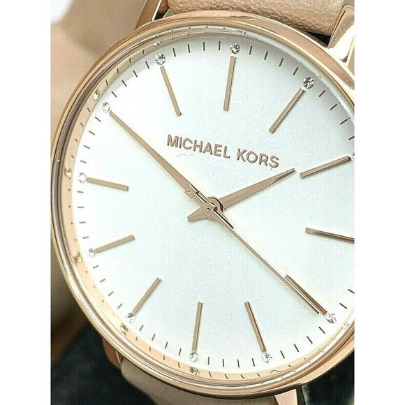 Michael Kors Women's Watch MK2748 Pyper Quartz White Dial Rose Gold Leather Band - Picture 1 of 13